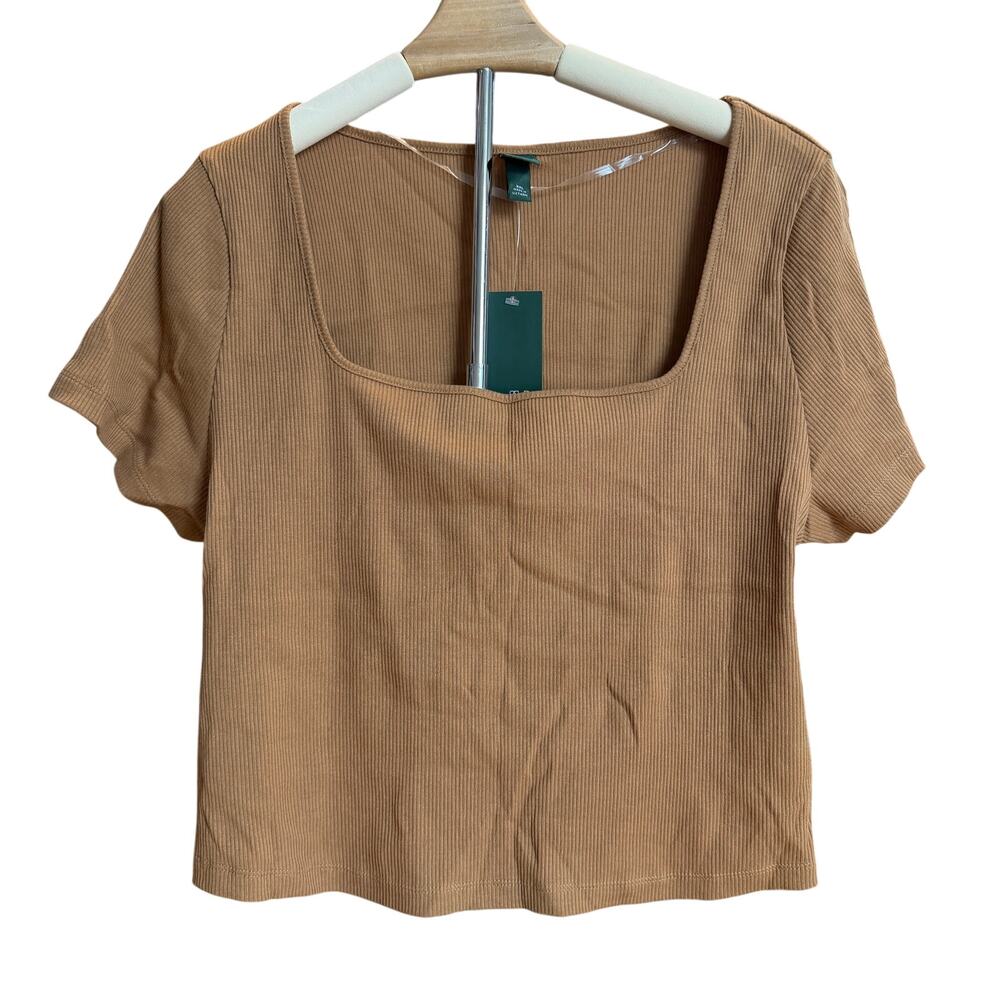 Wild Fable Women's Cognac Short Sleeve Ribbed Baby T-Shirt - Size XXL - NWT